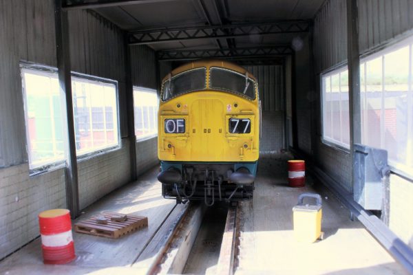 Class 22 D6326 recieves attention in the maintainence shed.